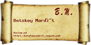 Betskey Marót névjegykártya